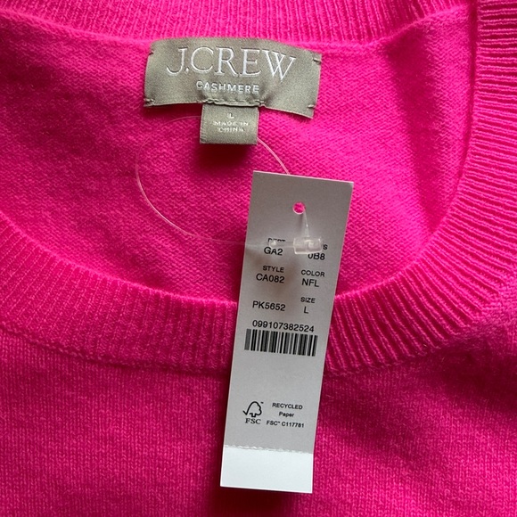 J. Crew Cashmere Vibrant Pink Crew Neck Sweater Short sleeves - Picture 5 of 6